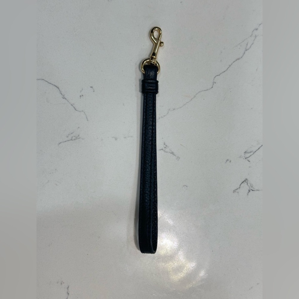Black Leather Wrist Strap with Gold Hardware
